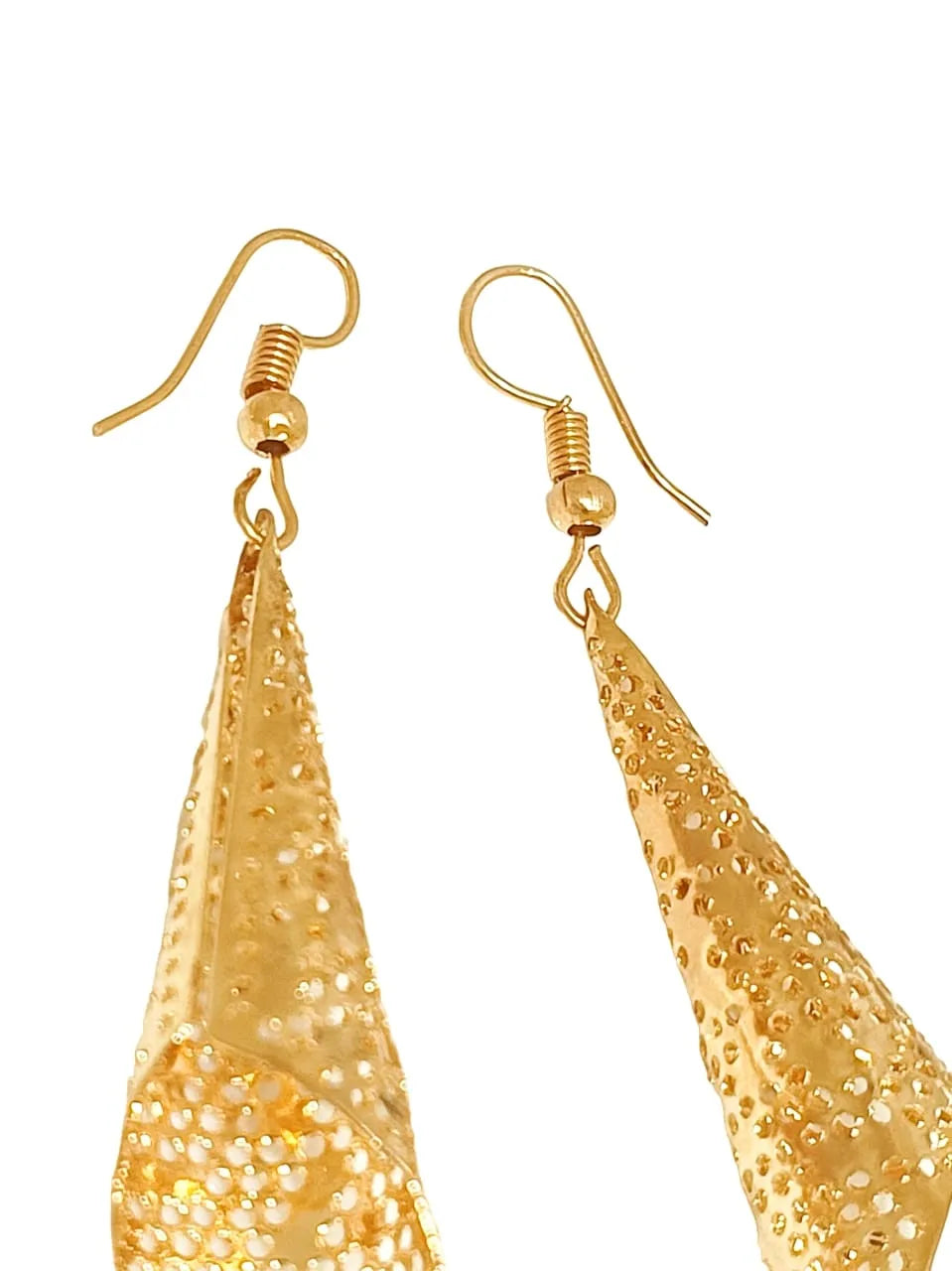 Gold-Plated Contemporary Heart Drop Earrings