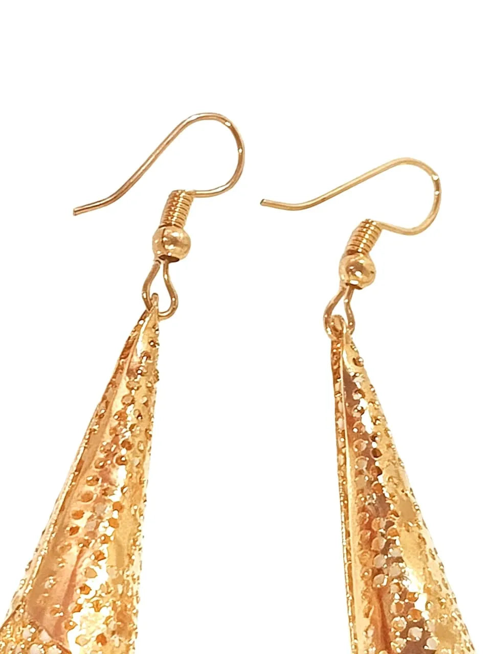 Gold-Plated Contemporary Oval Drop Earrings
