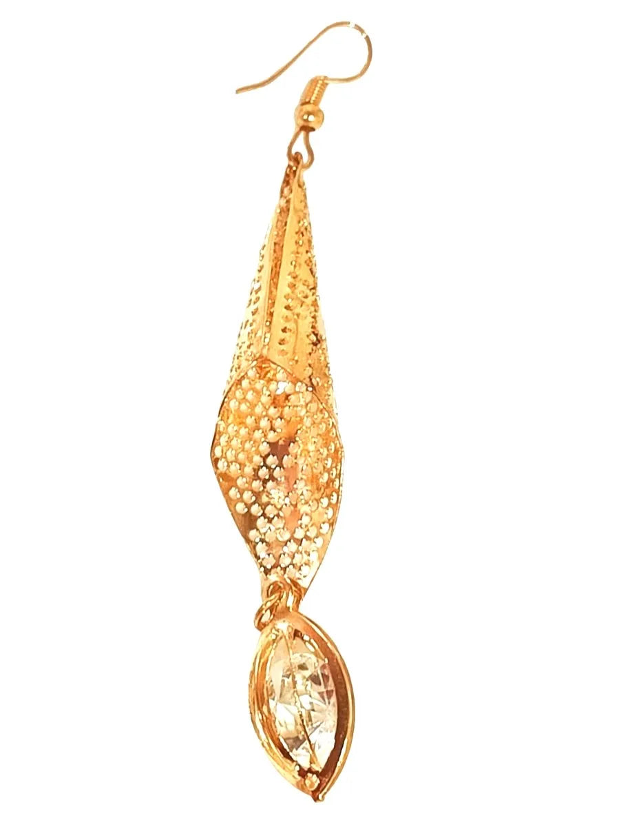 Gold-Plated Contemporary Oval Drop Earrings