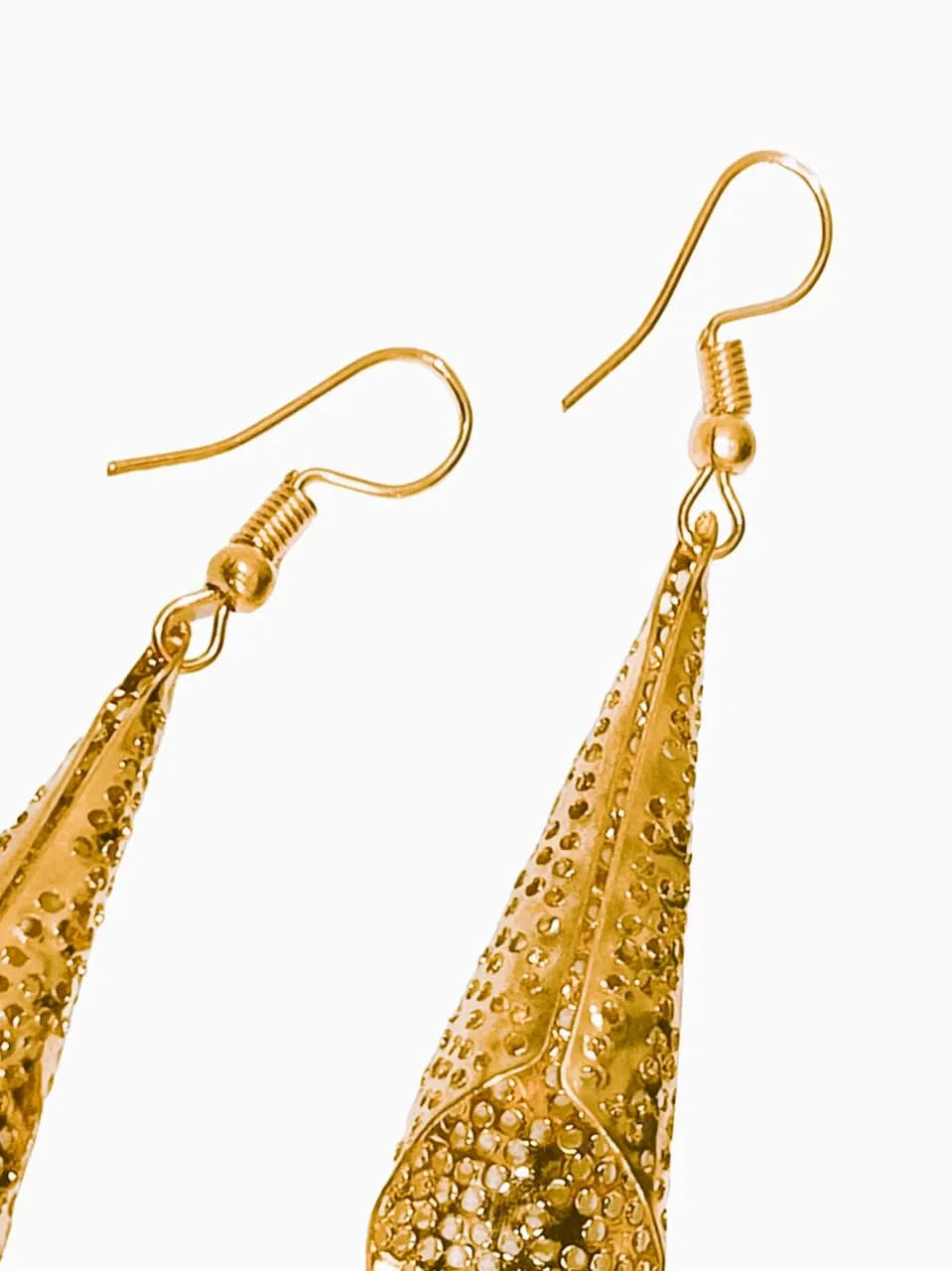 Gold-Plated Stone Studded Geometric Drop Earrings