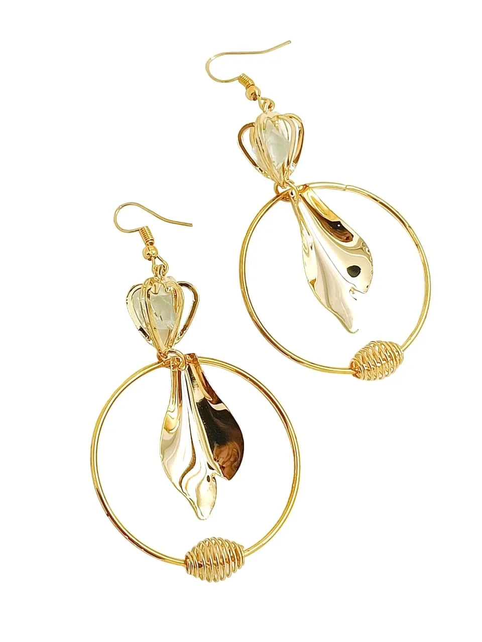 Gold Plated Heart Shaped Drop Earrings