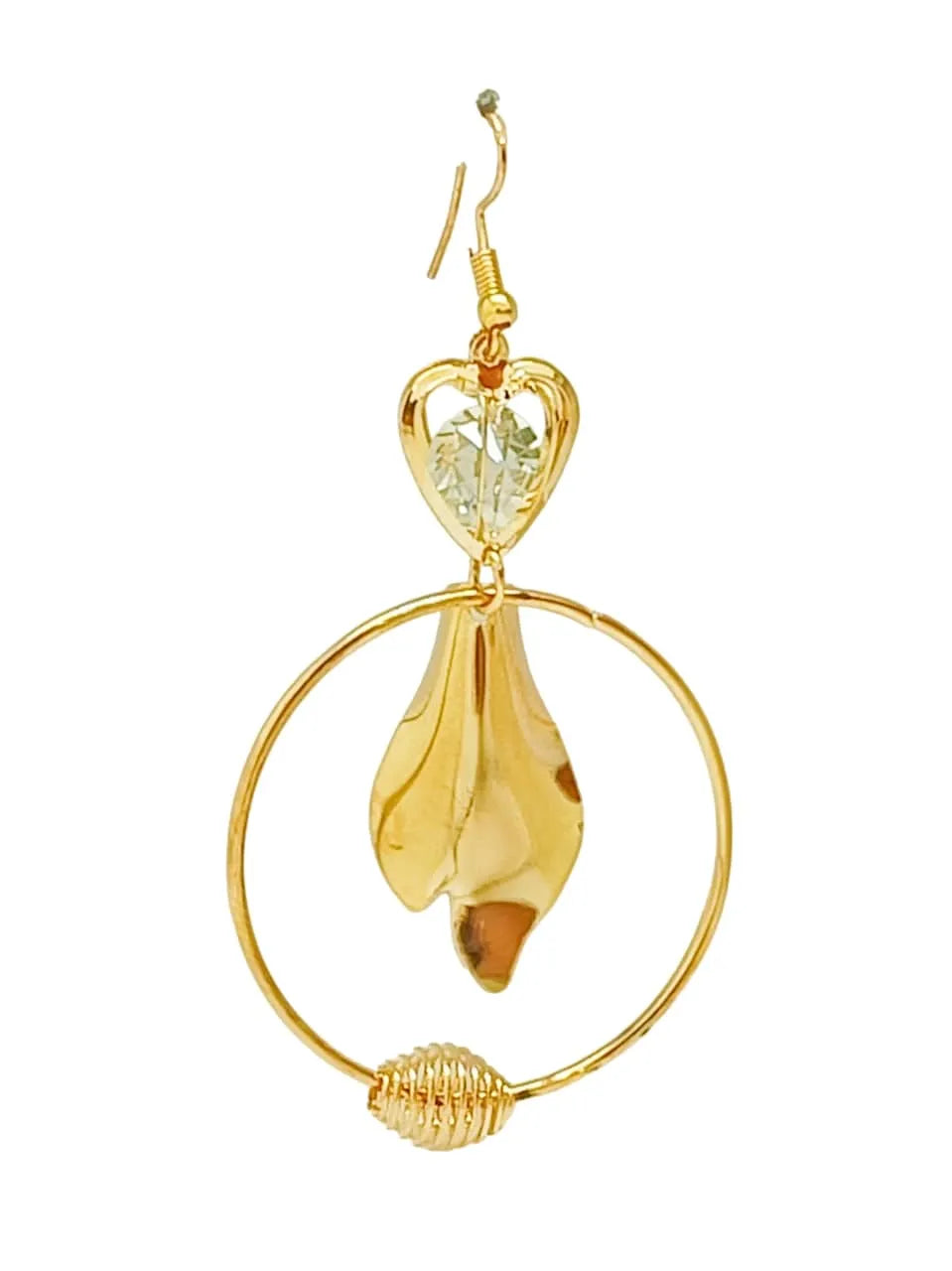 Gold Plated Heart Shaped Drop Earrings