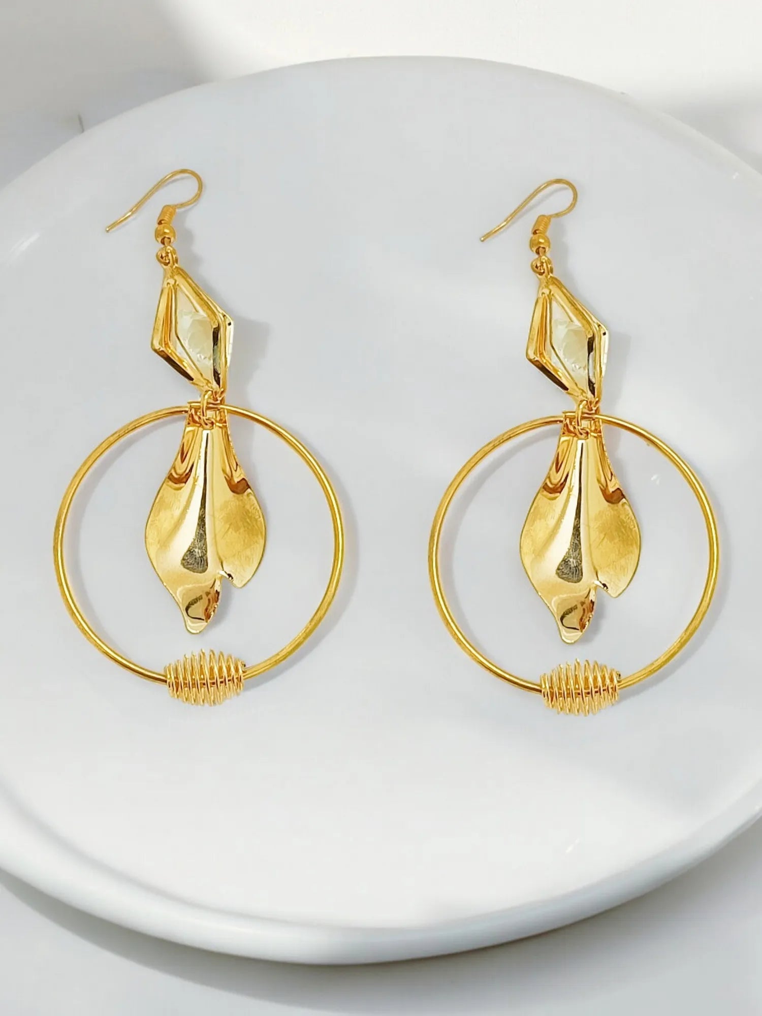 Leaf Shaped Drop Earrings