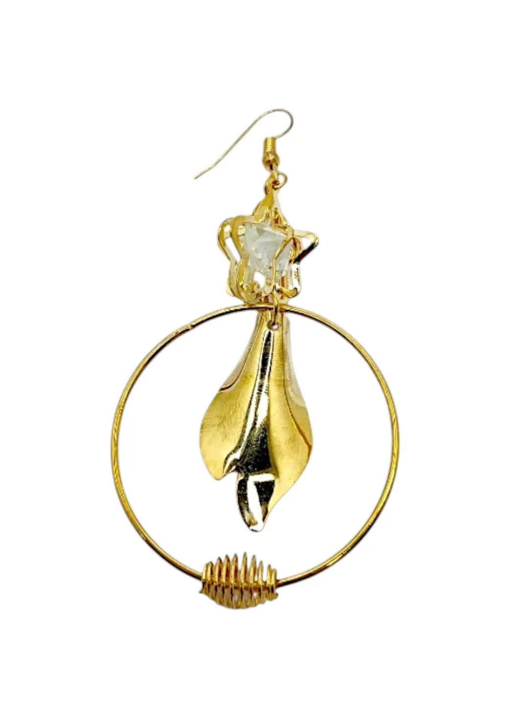 Set Of 2 Gold-Plated Stones Studded Star Shaped Drop Earrings