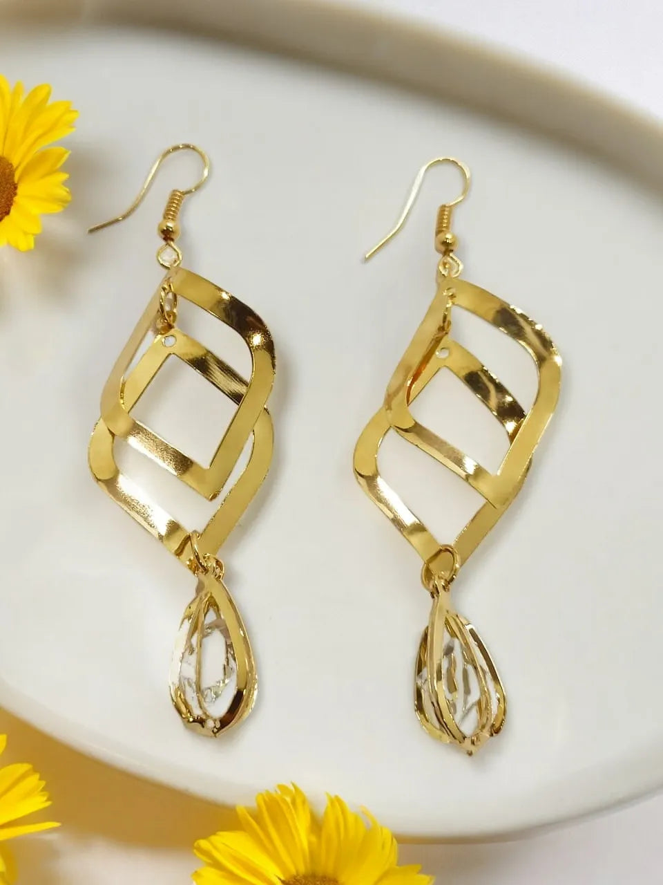 Diamond Shaped Drop Earrings