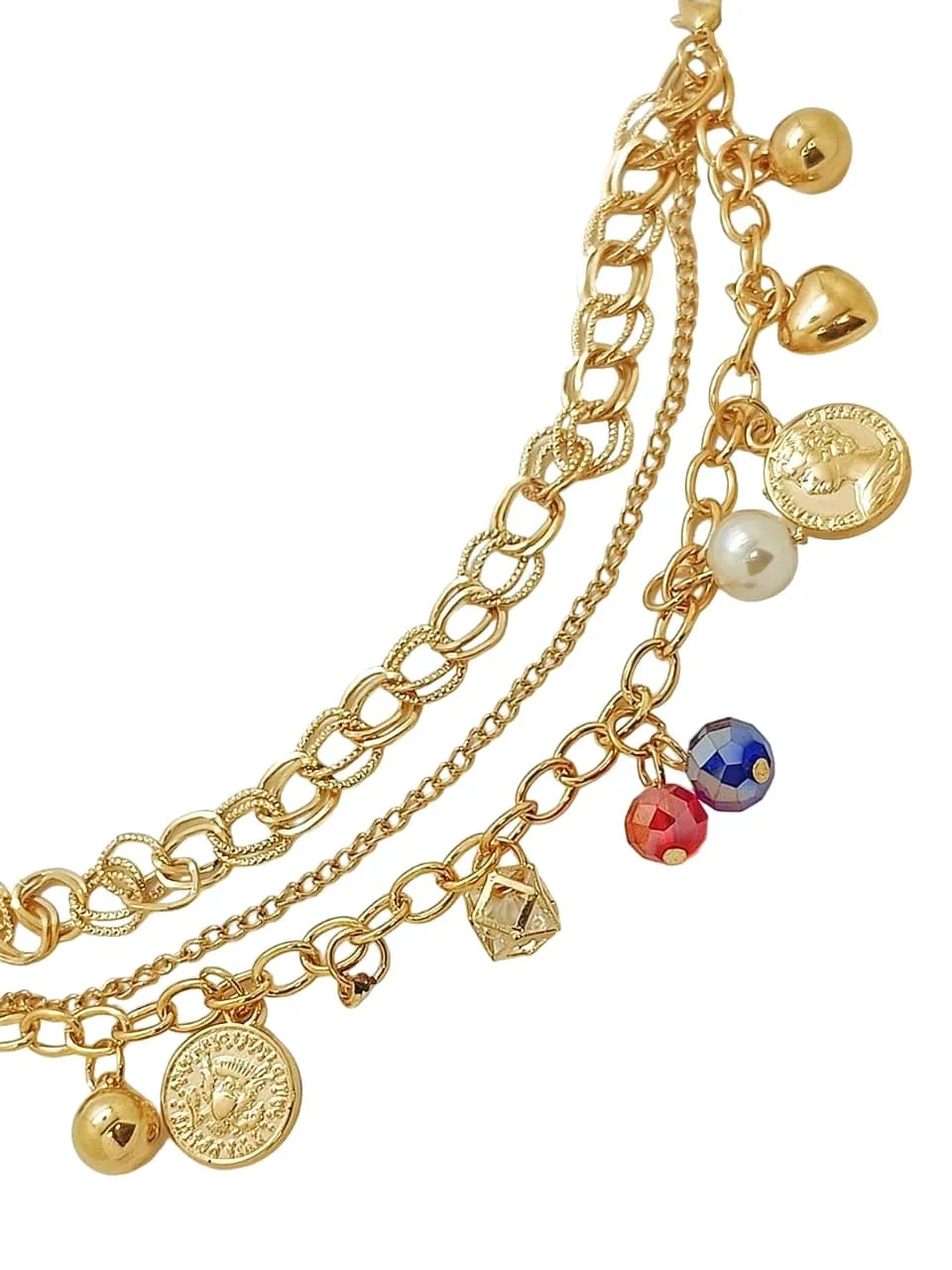 Gold Plated Charm and Beads Bracelet