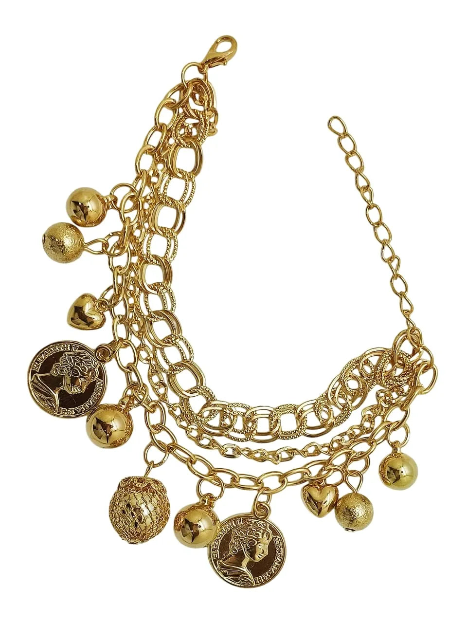 Gold Plated Charm and Ghungroo Bracelet