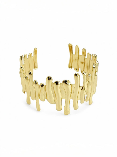 Anti-Tarnish Gold-Toned Stainless Steel Reef Design Adjustable Cuff Bracelet