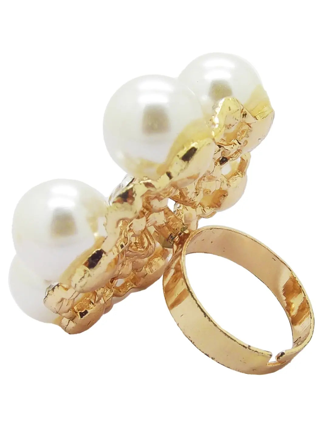 Floral Pearl & CZ Statement Ring