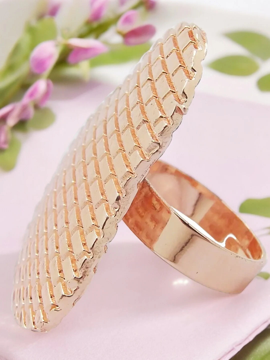 Gold Plated Brick Designed Ring