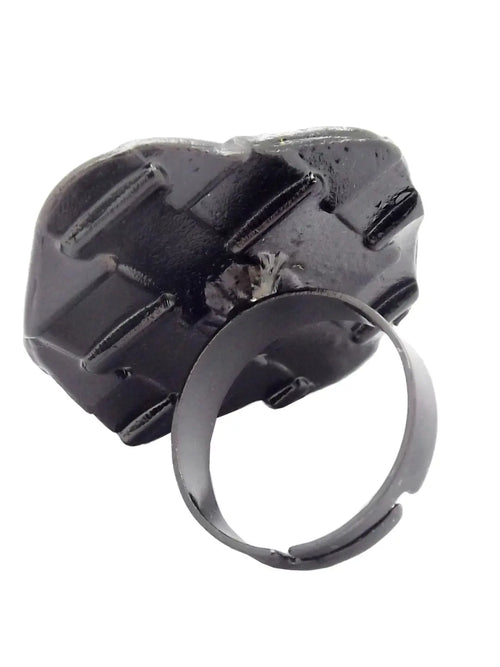 Black Color Geometric Ring