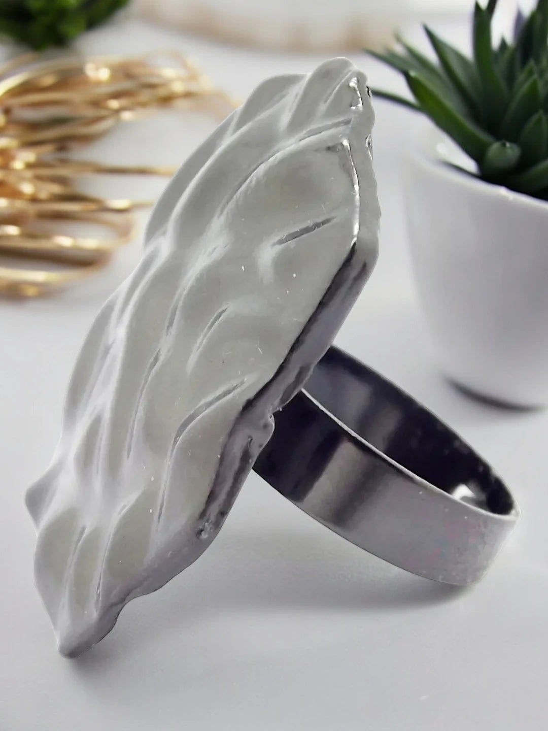 Black Hexagon Ring