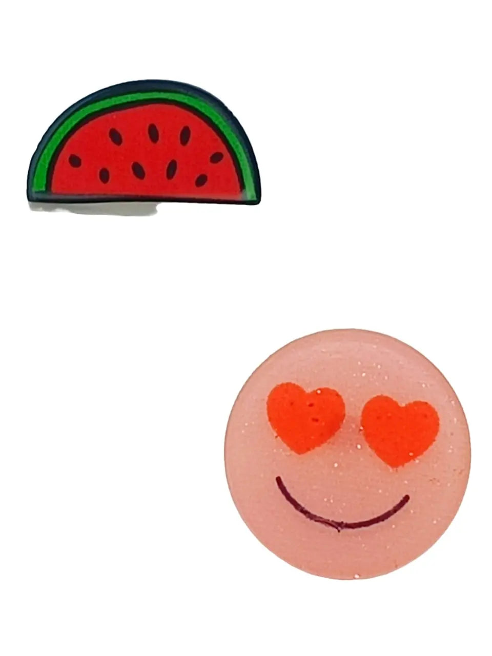 Heart-Eyes Emoji, Dog, and Watermelon Lapel Pin Set