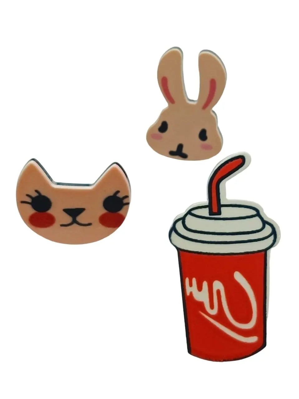 Bunny, Cat, and Drink Lapel Pin Sets