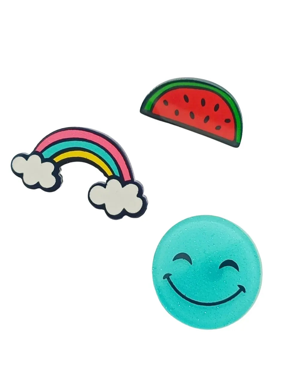 Rainbow, Watermelon, and Smiley Face Lapel Pin Sets