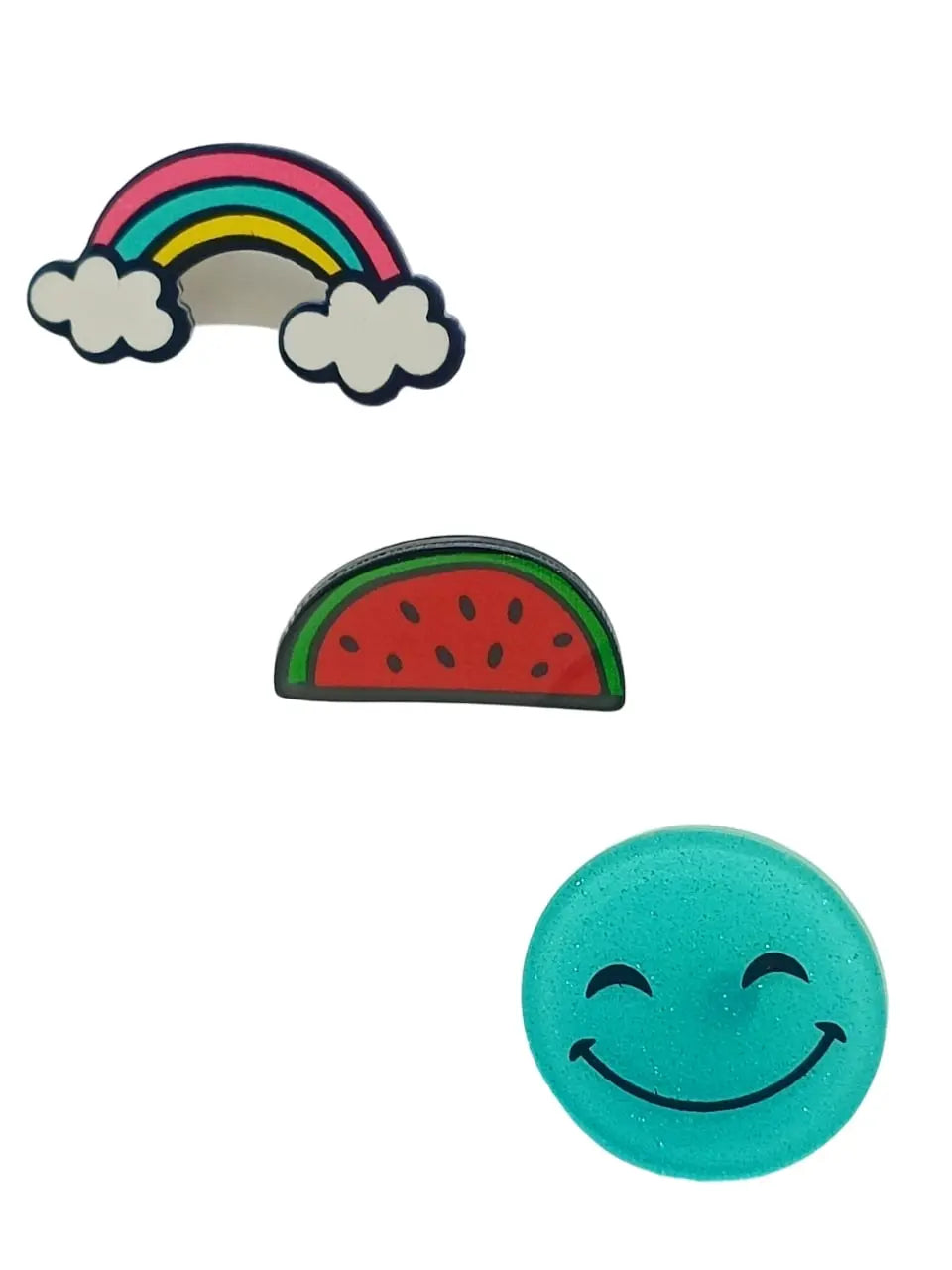 Rainbow, Watermelon, and Smiley Face Lapel Pin Sets