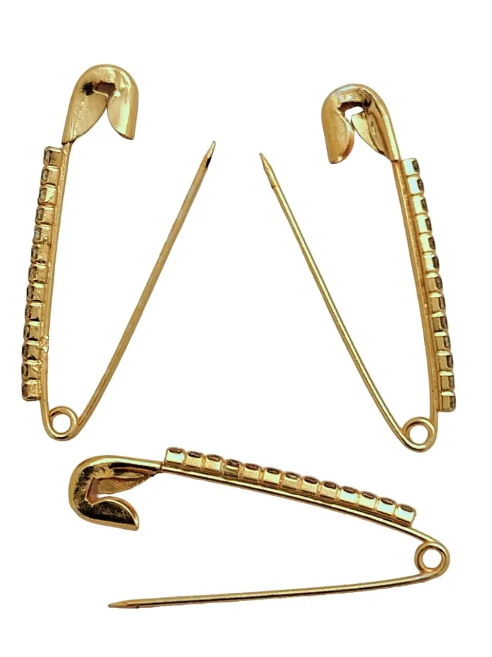 Gold-Toned Saree Pin Sets with Cubic Zirconia