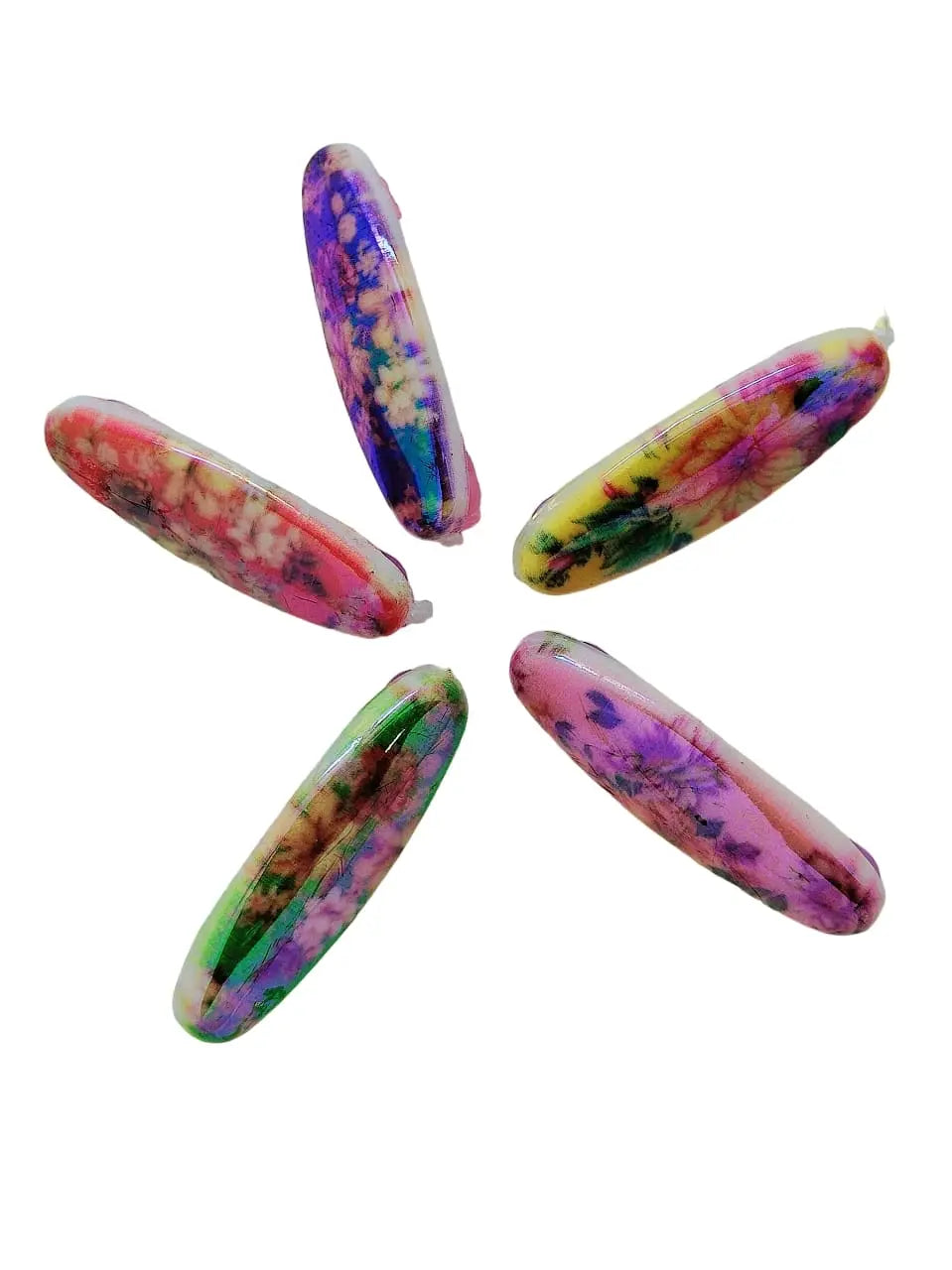 Multicolor Oval Pin Sets with Floral Patterns