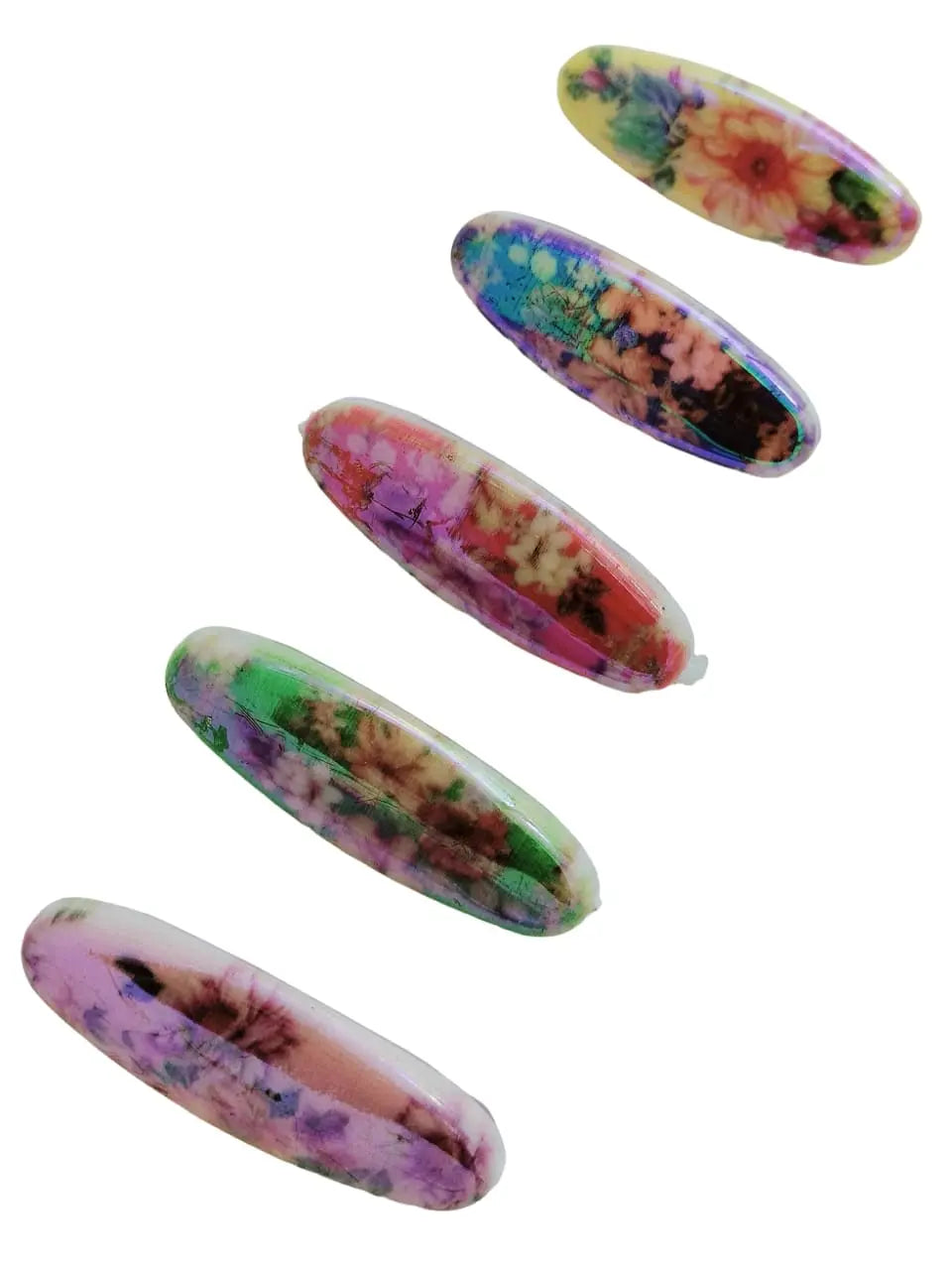Multicolor Oval Pin Sets with Floral Patterns