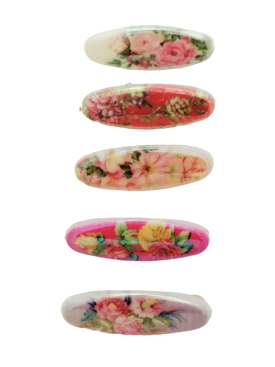 Multicolor Oval Hijab Pins with Floral Patterns