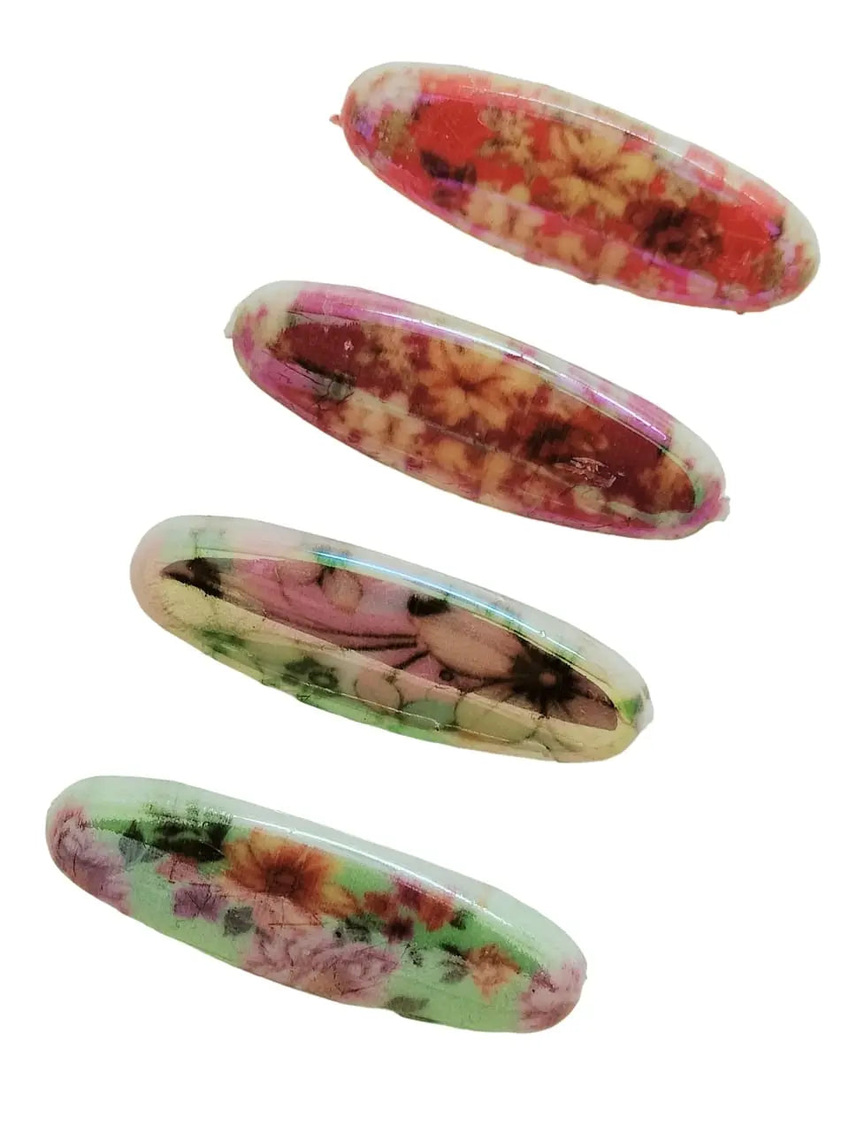 Multicolor Oval Pin Sets with Floral Patterns
