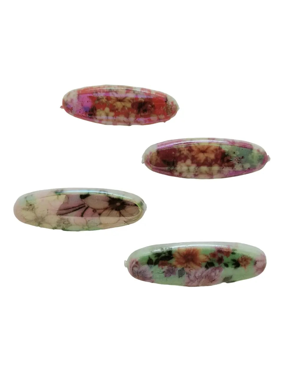 Multicolor Oval Pin Sets with Floral Patterns