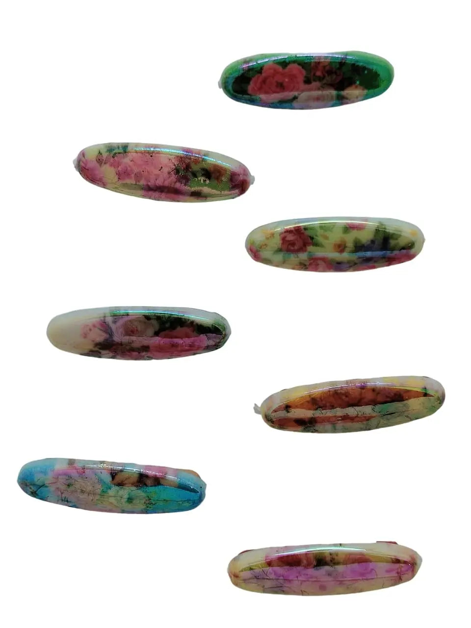 Multicolor Oval Pin Sets with Floral Patterns