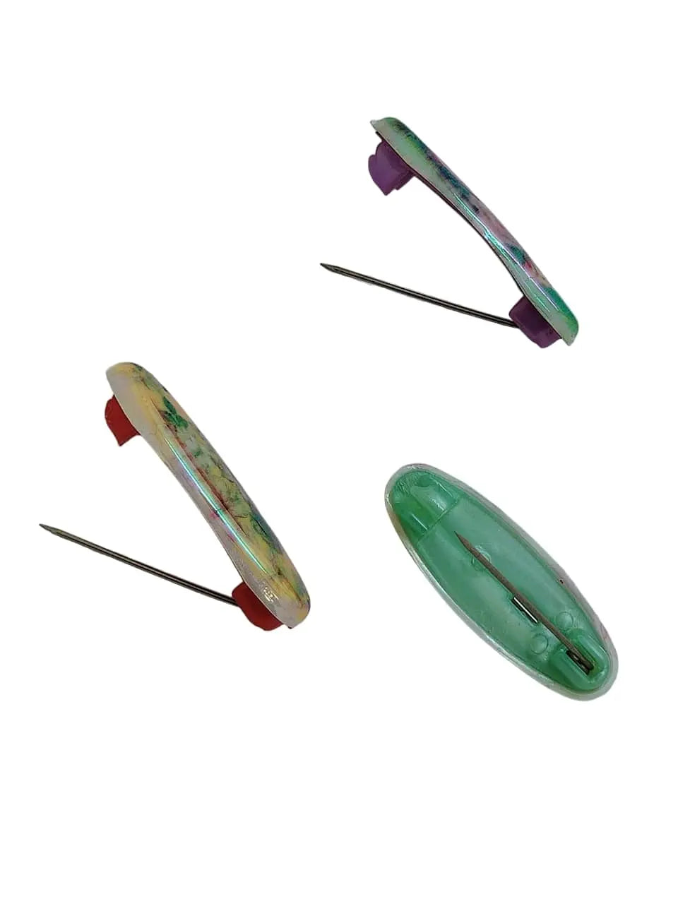 Multicolor Oval Pin Sets with Floral Patterns