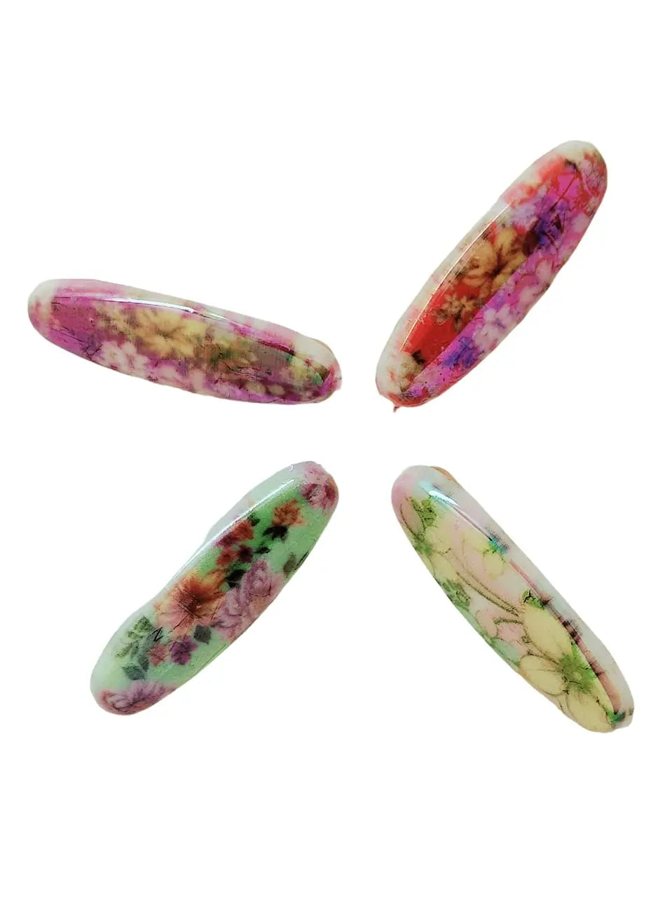 Multicolor Oval Pin Sets with Floral Patterns