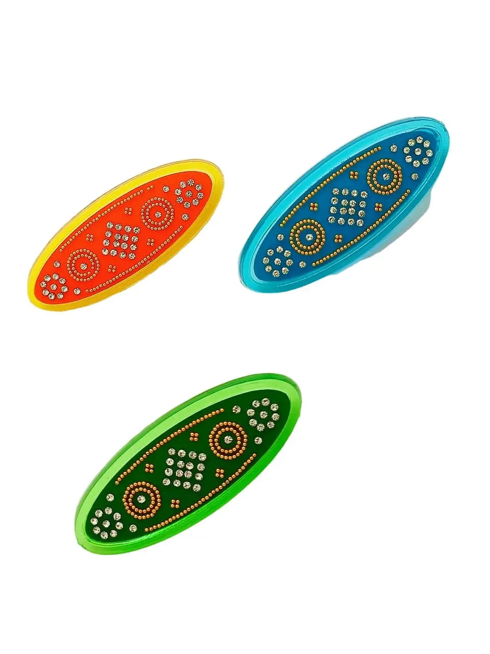 Multicolor Oval Saree Pins Set with Floral Patterns
