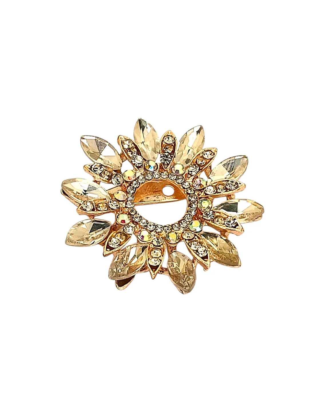 Cubic Zirconia Studded Floral Saree Clip
