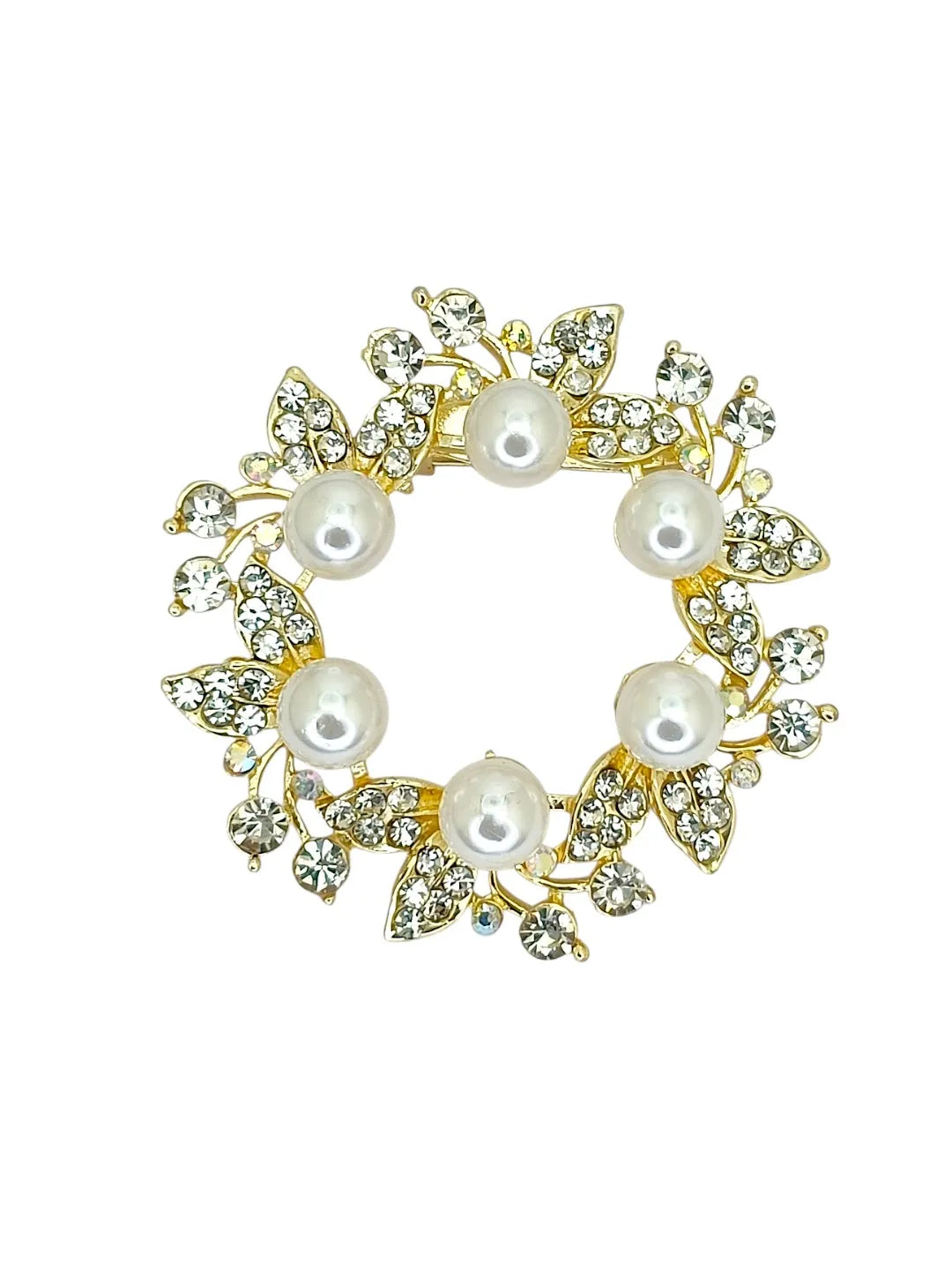 Gold Plated with Crystal Daimond and Beads Saree Clip
