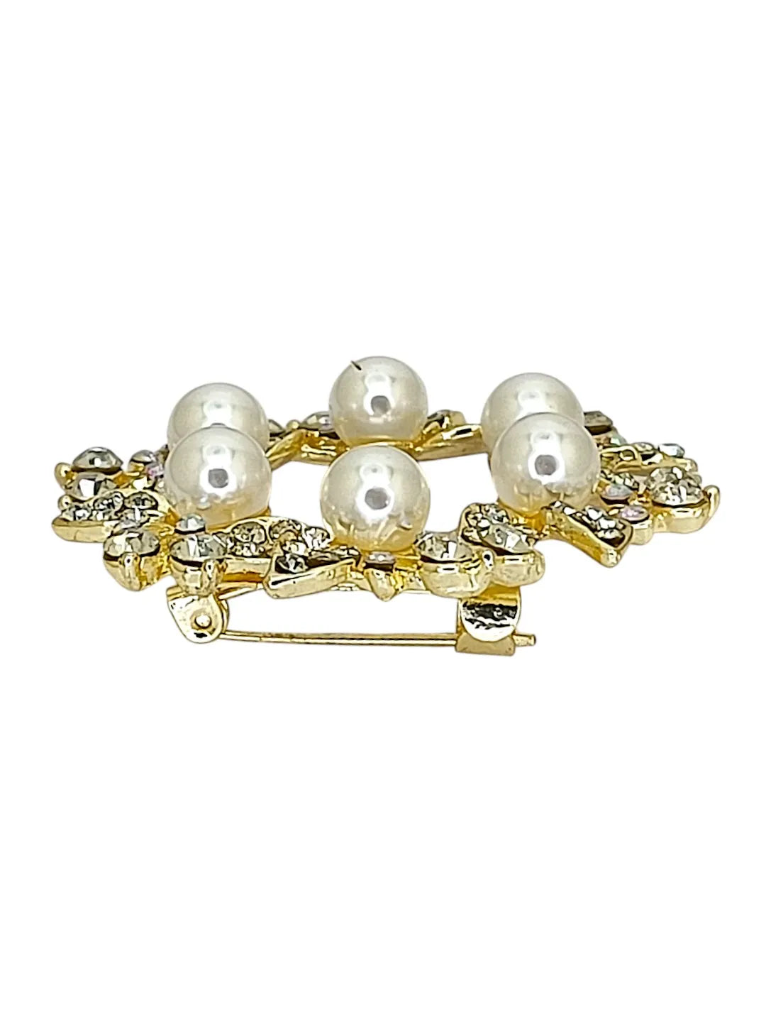 Gold Plated with Crystal Daimond and Beads Saree Clip