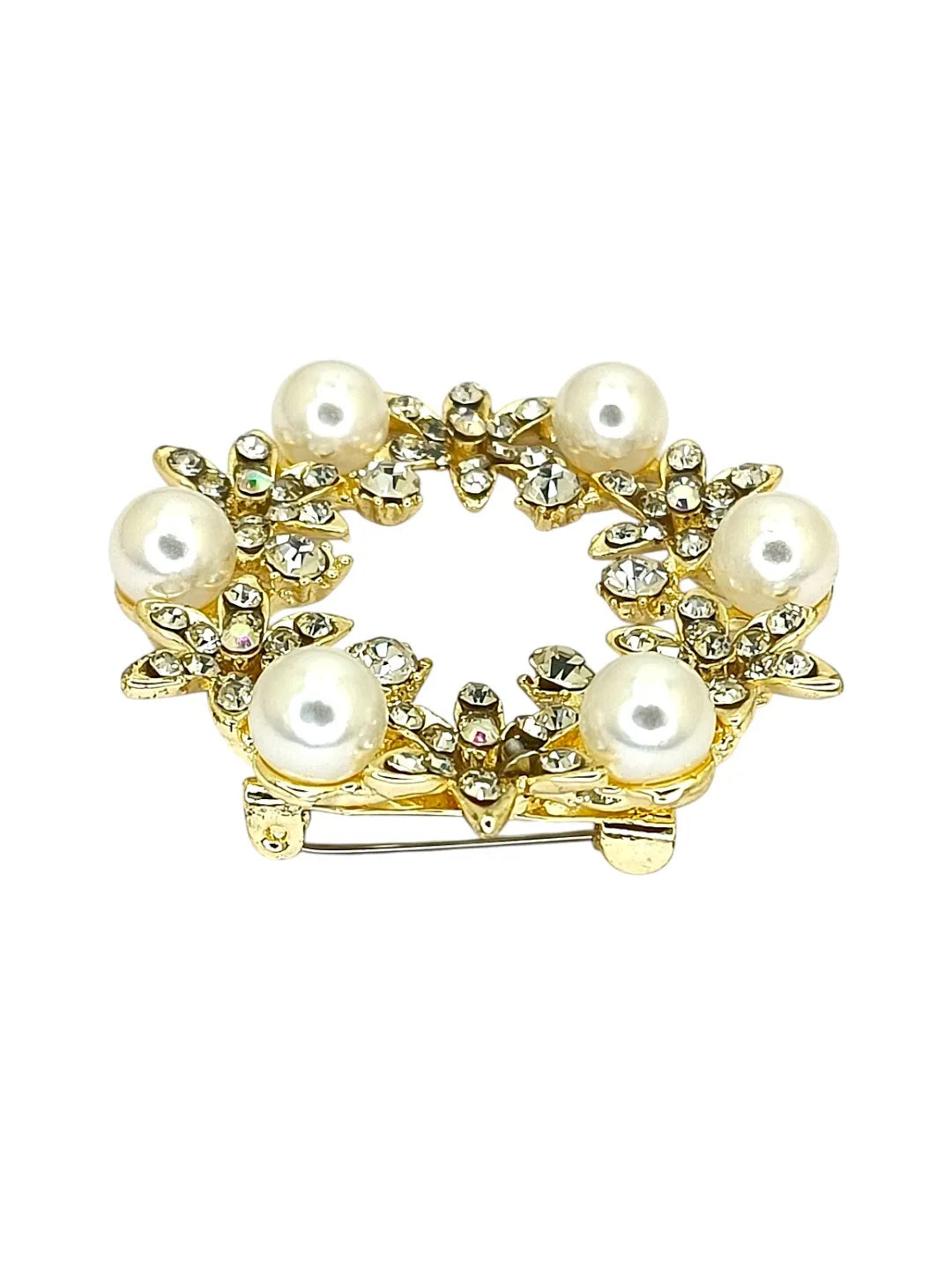 Gold Plated Floral with Crystal Daimond and Beads Saree Clip