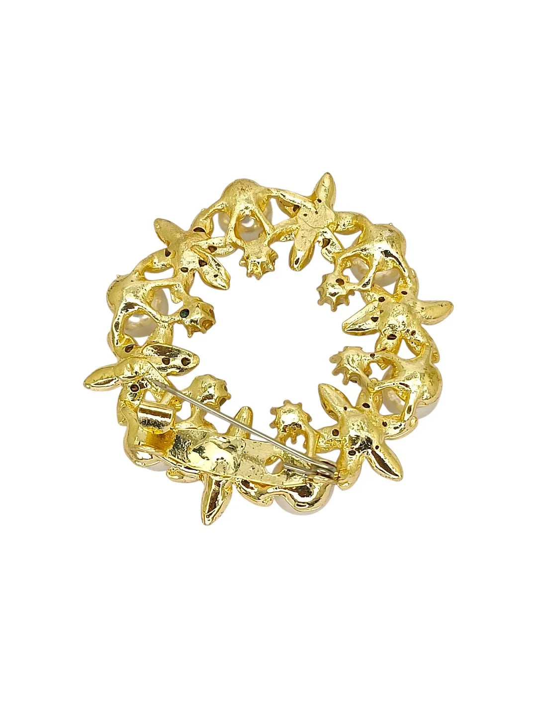 Gold Plated Floral with Crystal Daimond and Beads Saree Clip
