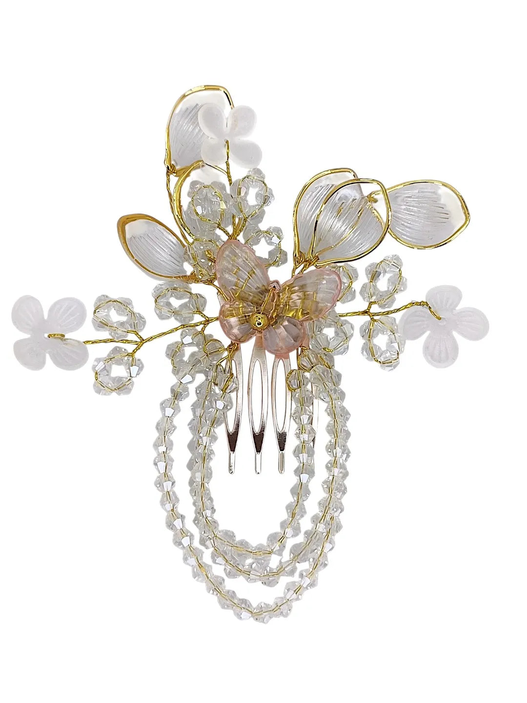 Women White Embellished Comb Pin