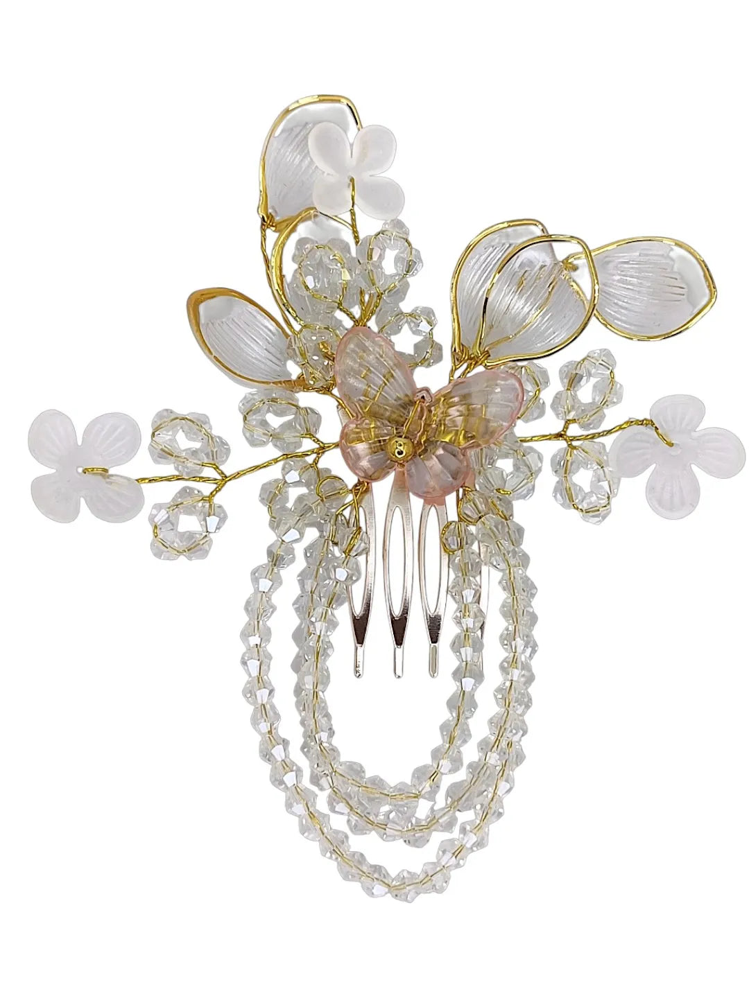 Women White Embellished Comb Pin