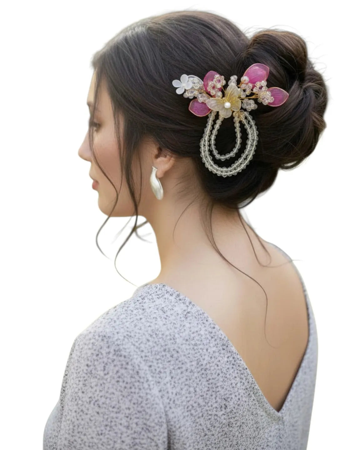 Women Embellished Baby Pink Comb Pin