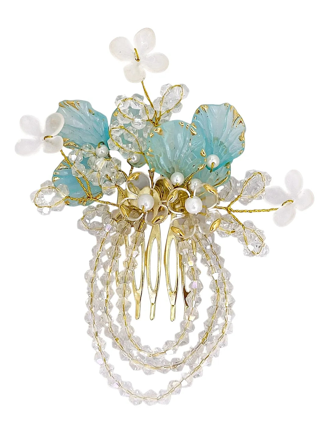Women Embellished Sky Blue Comb Pin