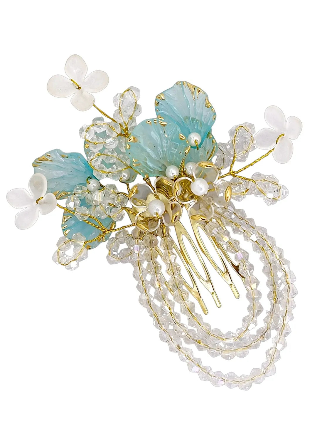 Women Embellished Sky Blue Comb Pin
