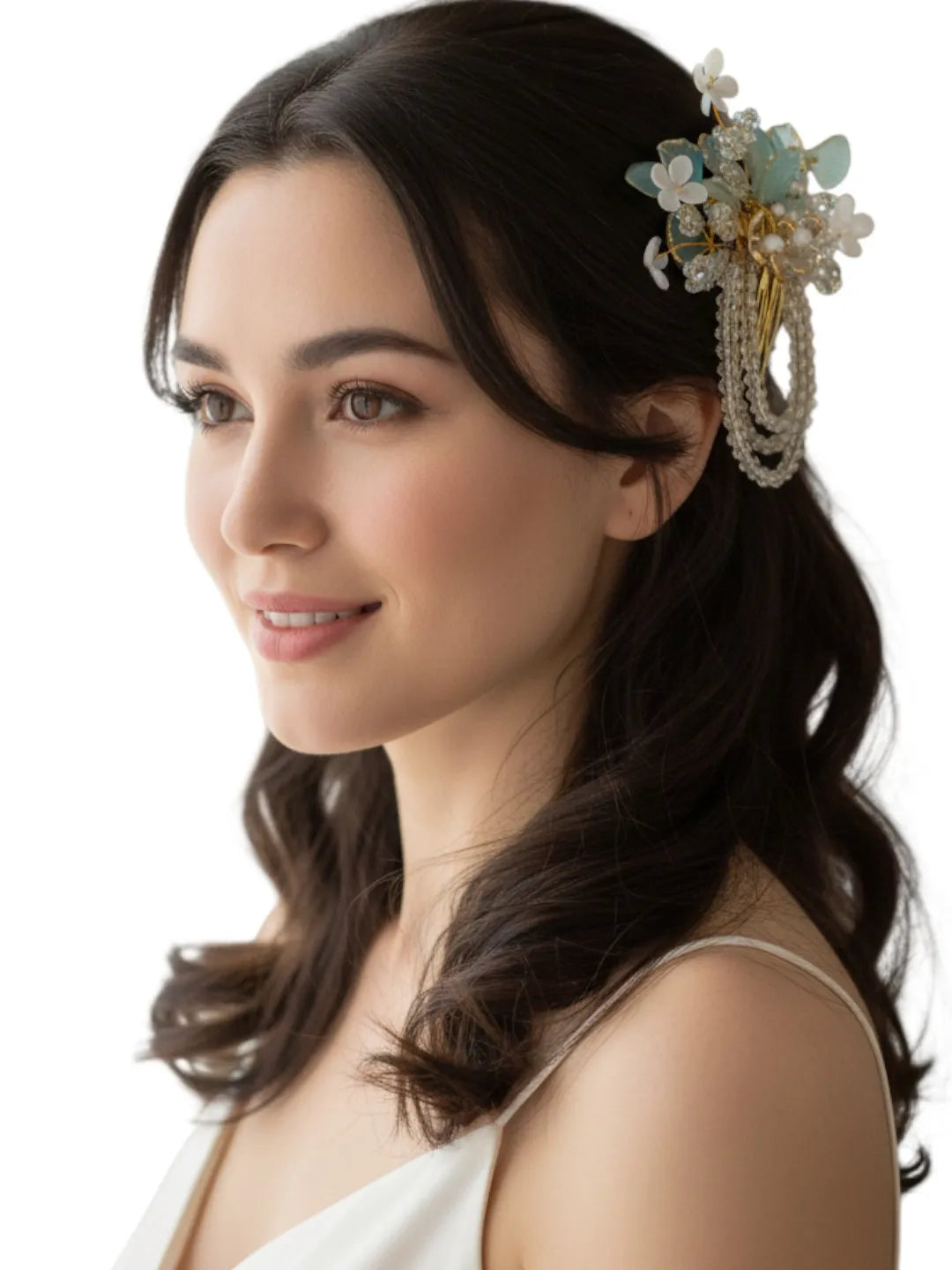 Women Embellished Sky Blue Comb Pin