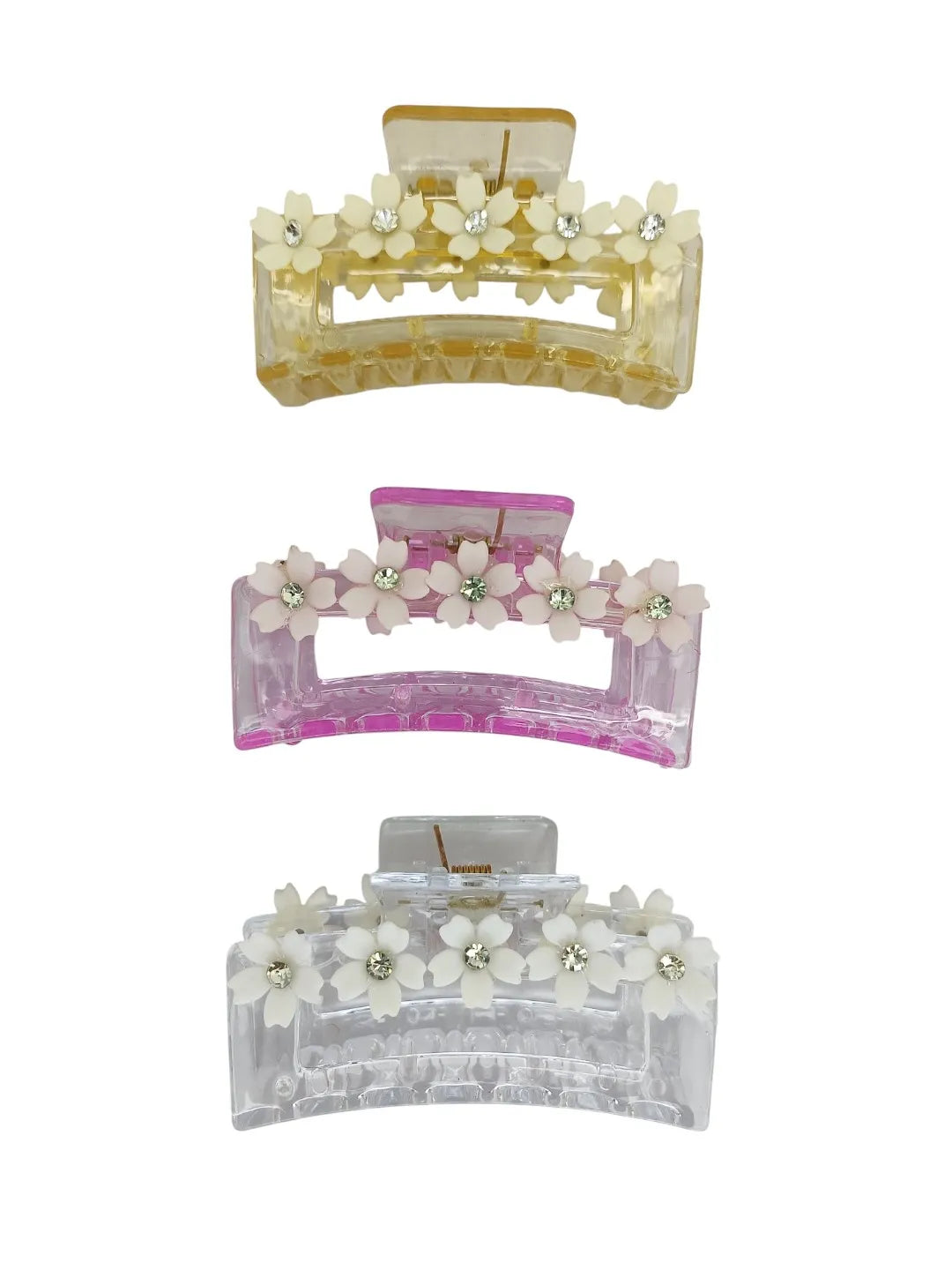 Women Set of 3 Rectangular Pastel Color Claw Clip