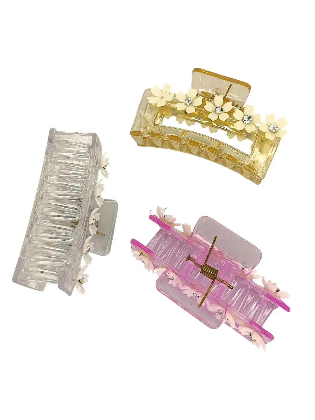 Women Set of 3 Rectangular Pastel Color Claw Clip