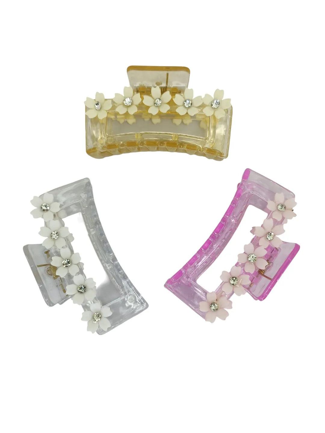 Women Set of 3 Rectangular Pastel Color Claw Clip