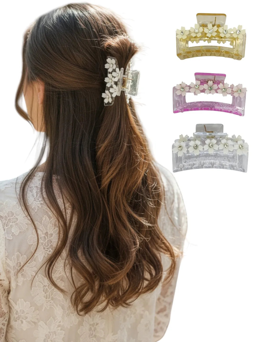 Women Set of 3 Rectangular Pastel Color Claw Clip