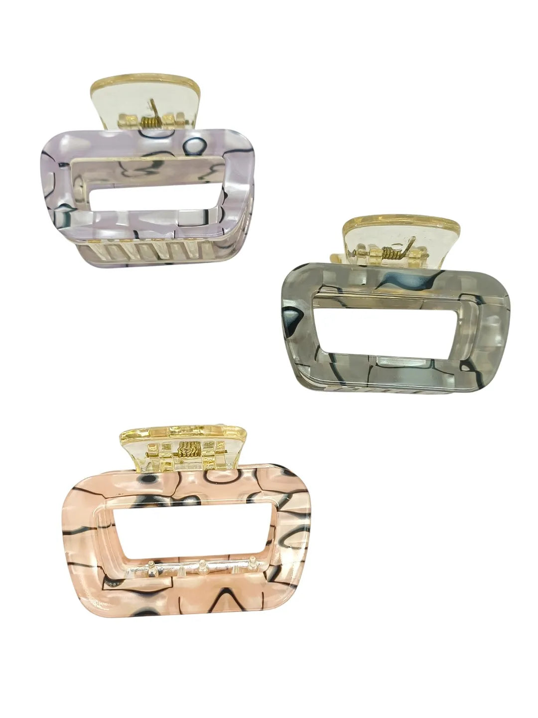 Women Set of 3 Claw Clip with Line Design