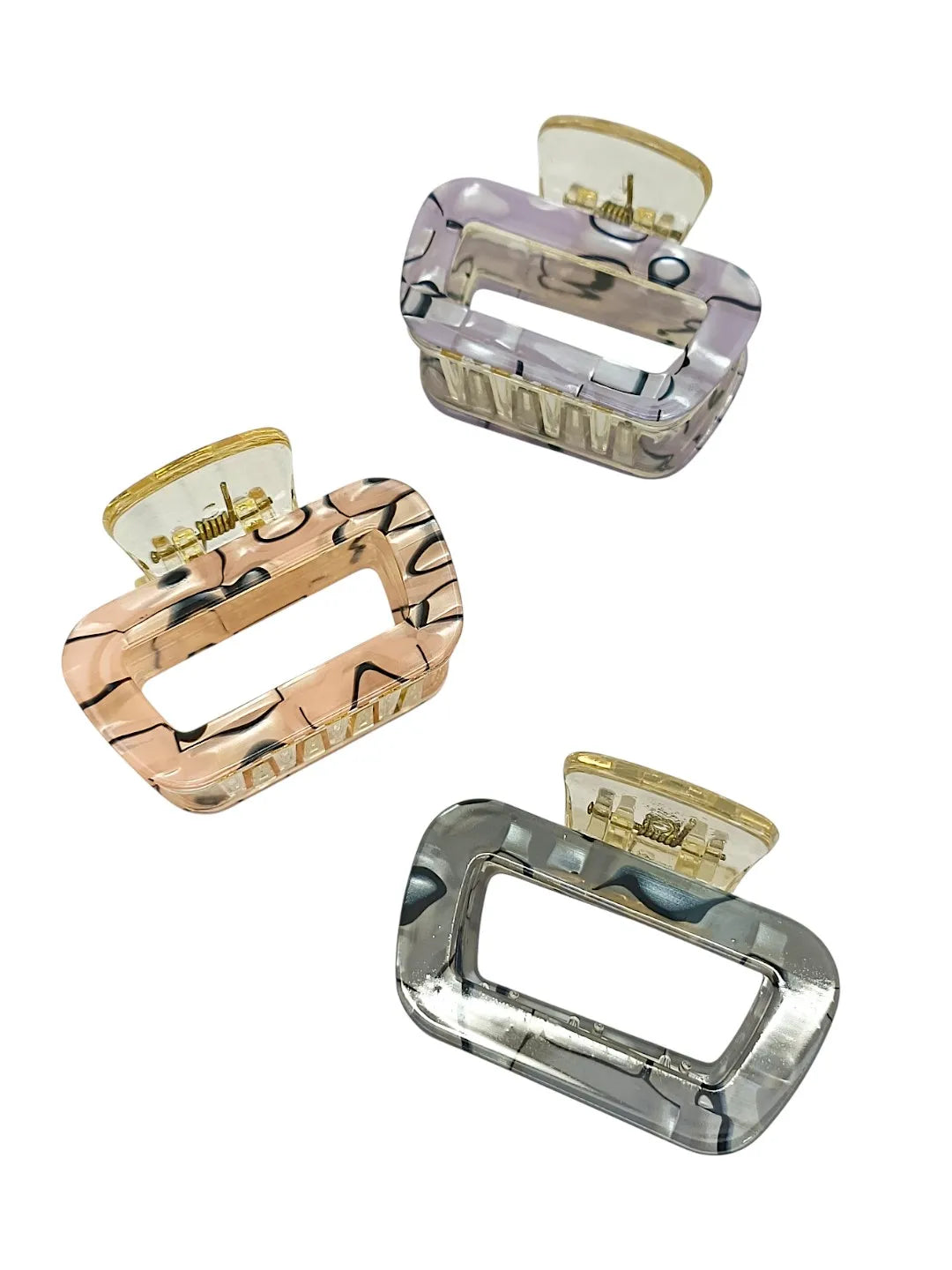 Women Set of 3 Claw Clip with Line Design