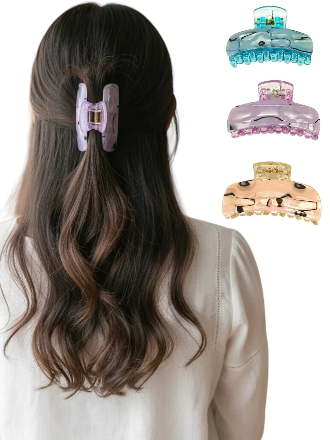 Women Set of 3 Unique Color Claw Clip