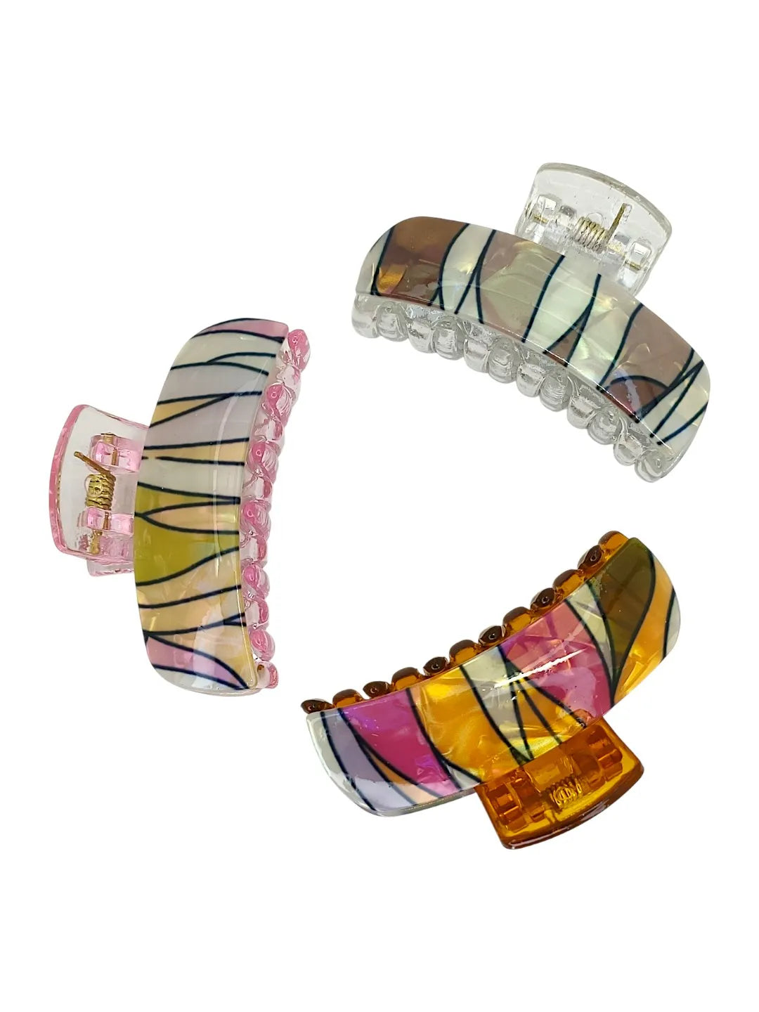 Women Set of 3 Multicolor Claw Clip