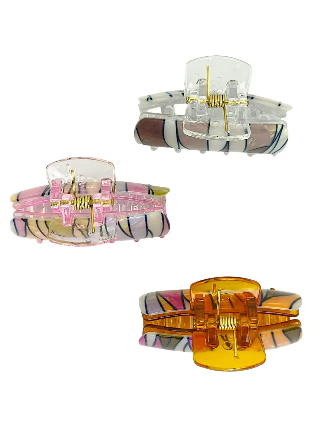 Women Set of 3 Multicolor Claw Clip